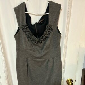 Vintage Jessica -size 16-Gray Ruffle Midi Dress-lined- never worn